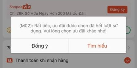 lỗi M02 Shopee